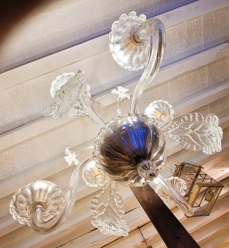 Classic Murano Chandelier in Clear Glass with 6 Venetian Lights
