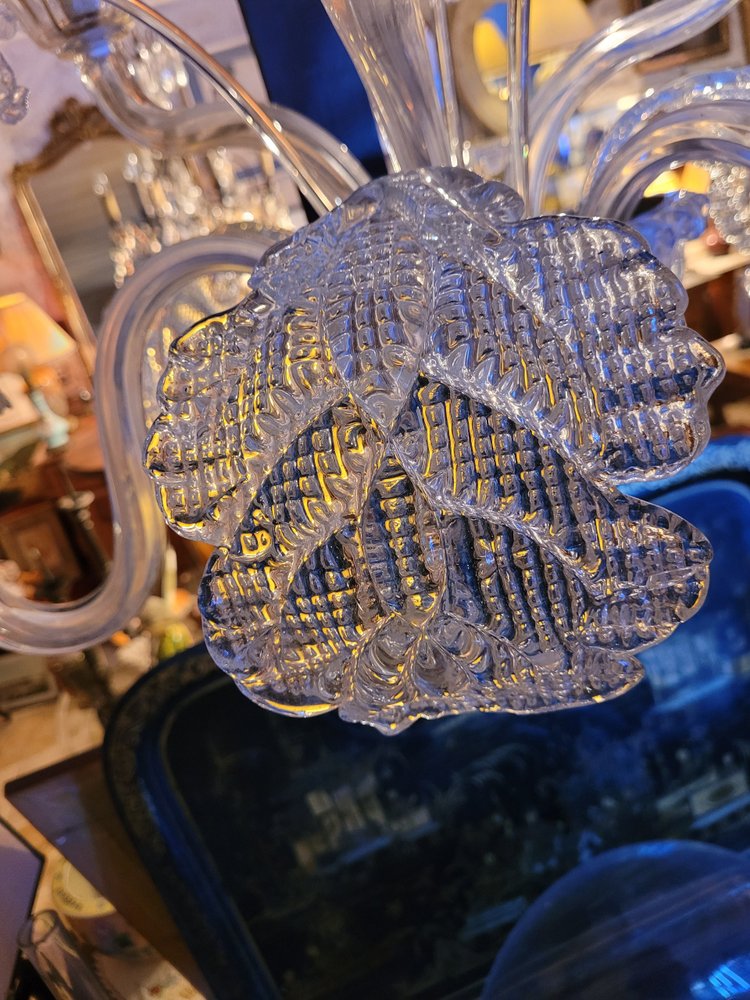 Classic Murano Chandelier in Clear Glass with 6 Venetian Lights
