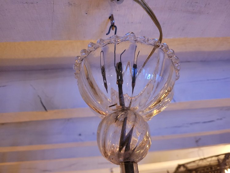 Classic Murano Chandelier in Clear Glass with 6 Venetian Lights