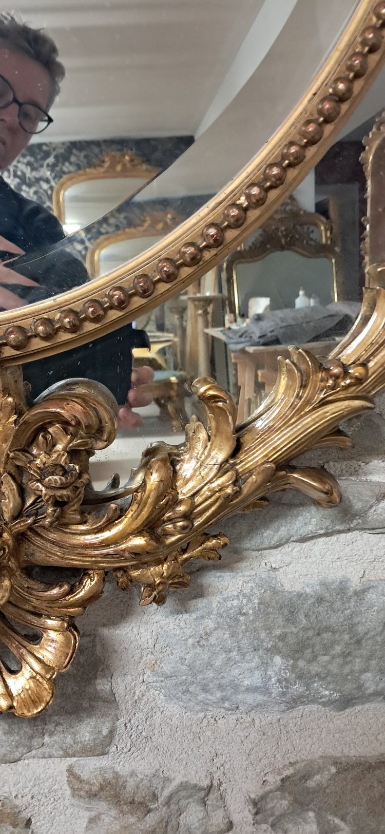 Miroir XIX parecloses oval 141 x 96