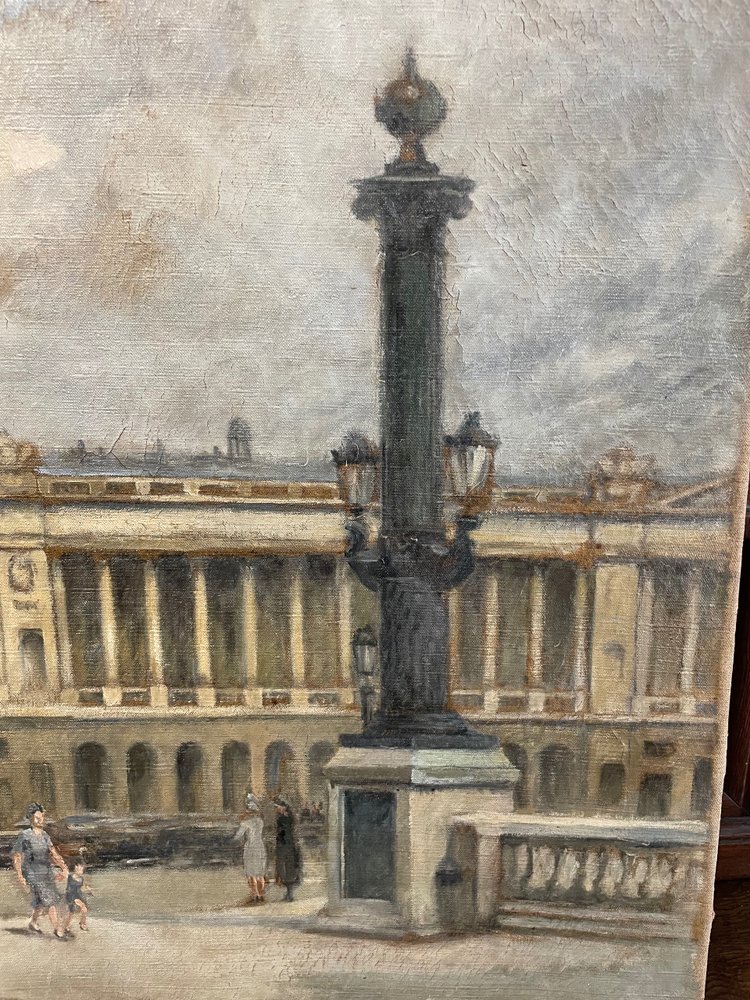Painting View of Paris - Place De La Concorde Around 1940 Oil on Canvas