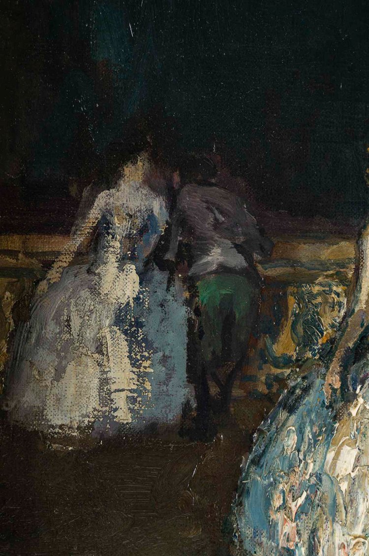 Marcel Cosson (1878-1956) Harlekin und Columbine in Venedig, Öl auf Leinwand um 1900