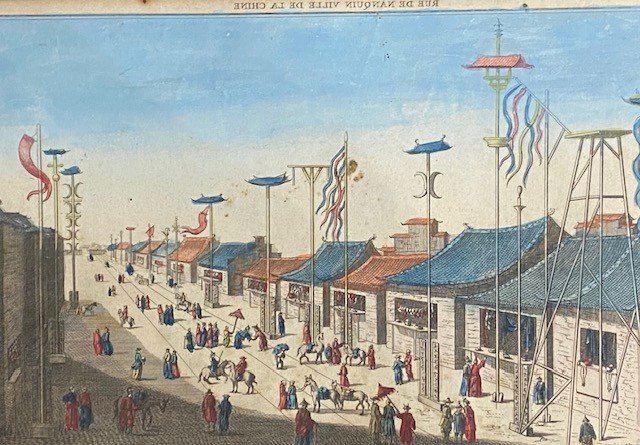 Vue d'Optique -XVIII siècle -Vue Perspective de la grande rue de Nanquin, ancienne ville de la Chine