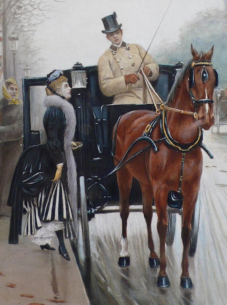 Paris Photogravure Ancienne d'Après Jean Béraud Daté 1891