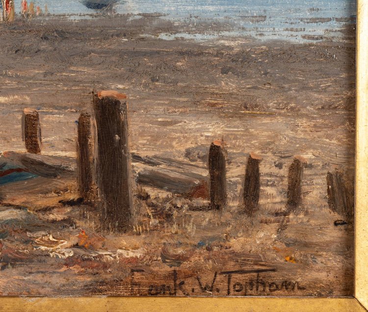 Frank William Warwick Topham (1838-1924) Capri La réparation des filets huile sur panneau vers 1863