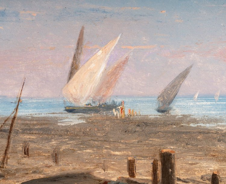 Frank William Warwick Topham (1838-1924) Capri La réparation des filets huile sur panneau vers 1863