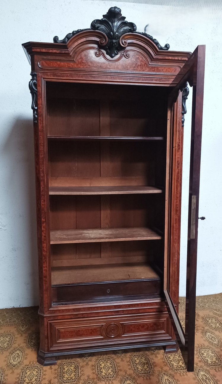 Libreria d'epoca di Napoleone III in radica di cedro