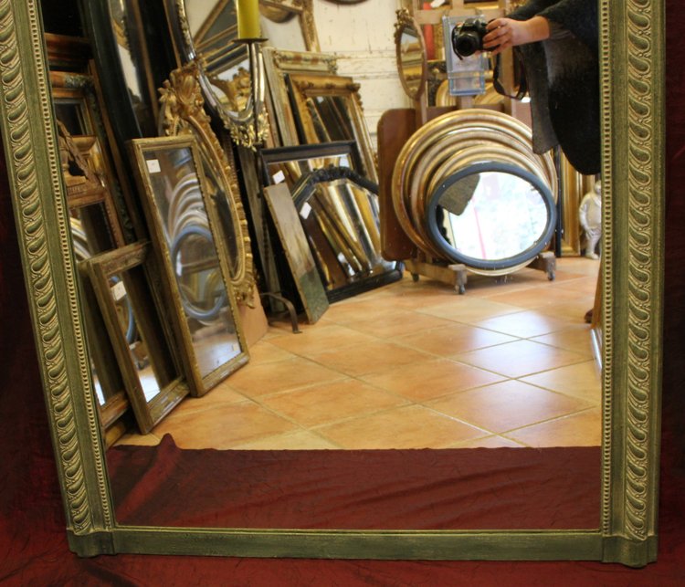 108 X 185 Cm Large Antique Napoleon III Patinated Mirror