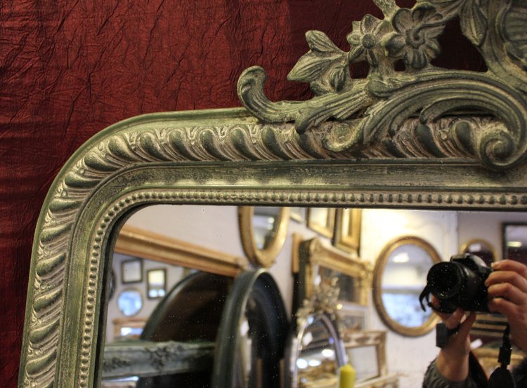 108 X 185 Cm Large Antique Napoleon III Patinated Mirror