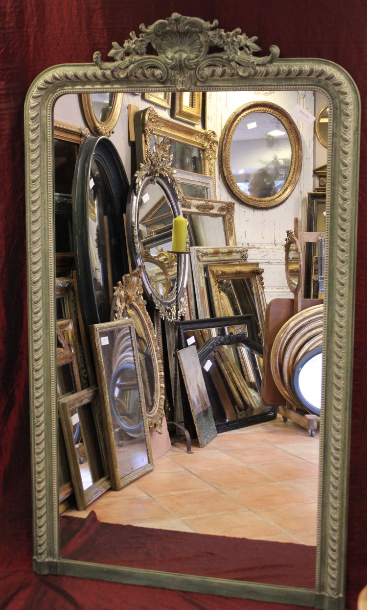 108 X 185 Cm Large Antique Napoleon III Patinated Mirror