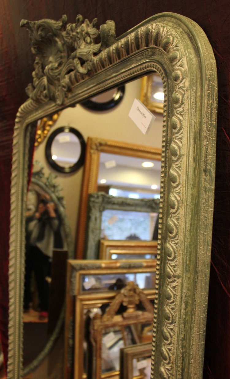 108 X 185 Cm Large Antique Napoleon III Patinated Mirror