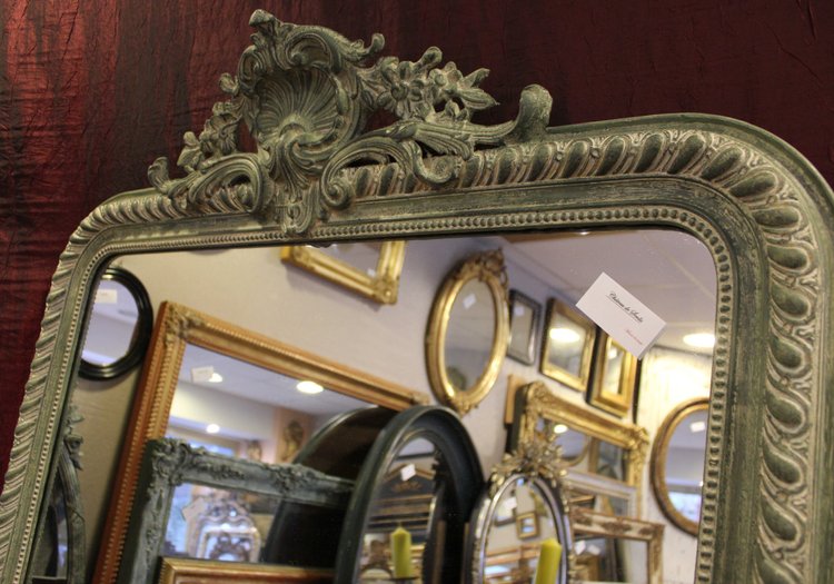 108 X 185 Cm Large Antique Napoleon III Patinated Mirror