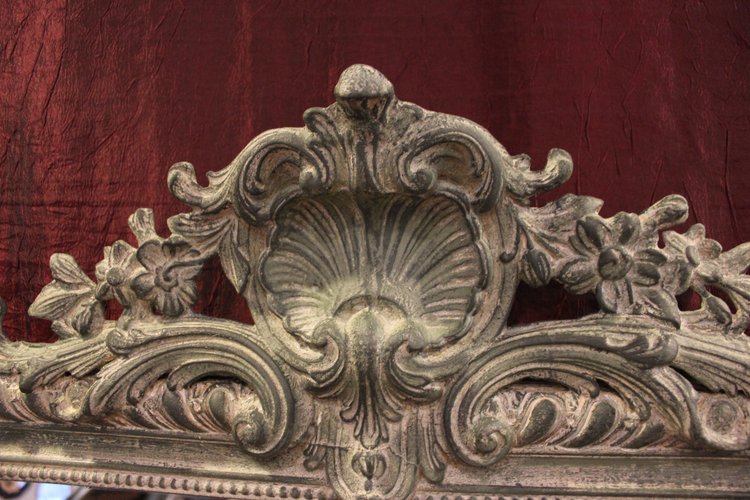 108 X 185 Cm Large Antique Napoleon III Patinated Mirror