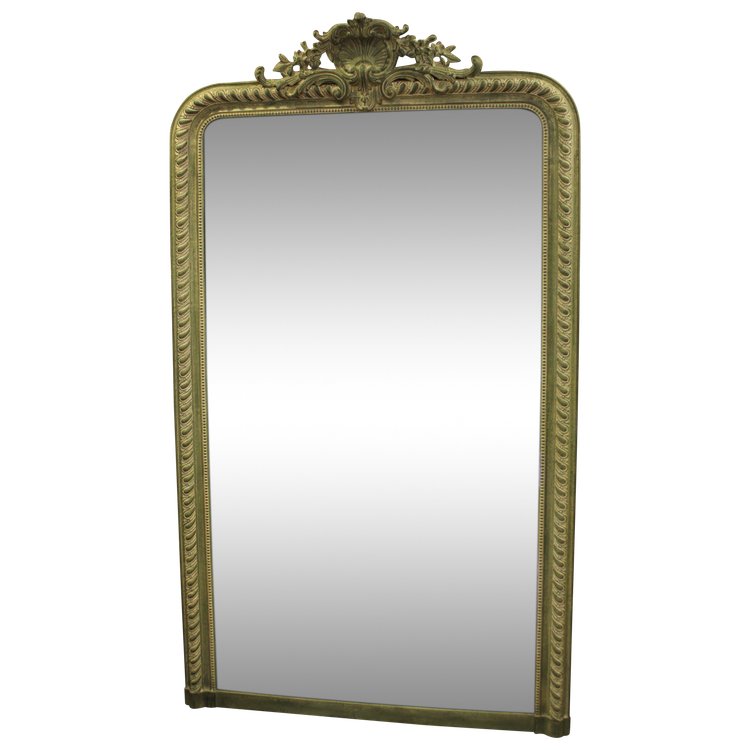 108 X 185 Cm Large Antique Napoleon III Patinated Mirror