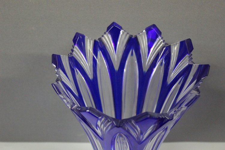 Große böhmische Kristallvase, Modell Lotus, um 1950