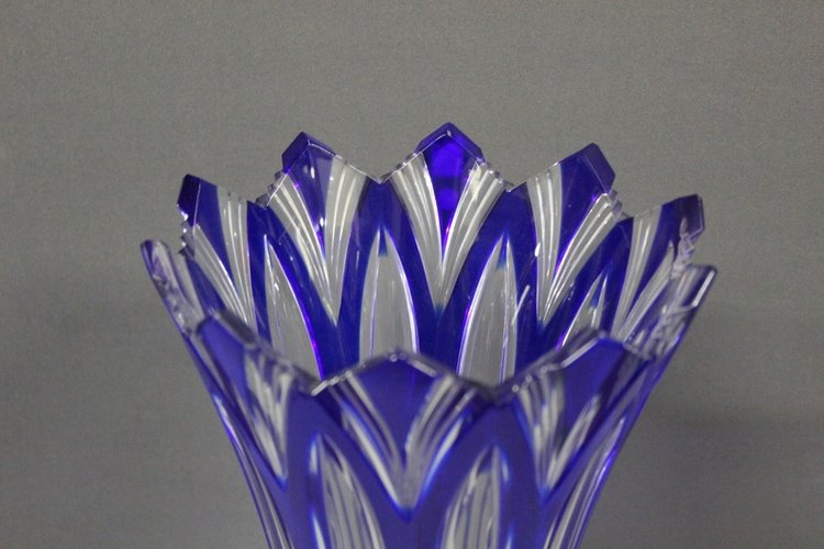 Große böhmische Kristallvase, Modell Lotus, um 1950