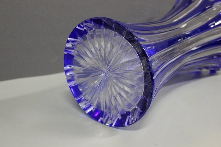 Große böhmische Kristallvase, Modell Lotus, um 1950