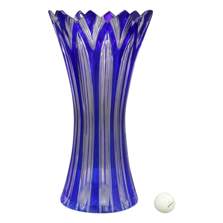 Große böhmische Kristallvase, Modell Lotus, um 1950