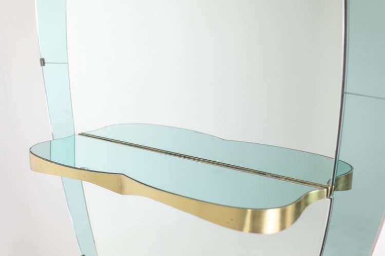 Miroir-console en verre bicolore et laiton doré. Circa 1950. LS60431154J