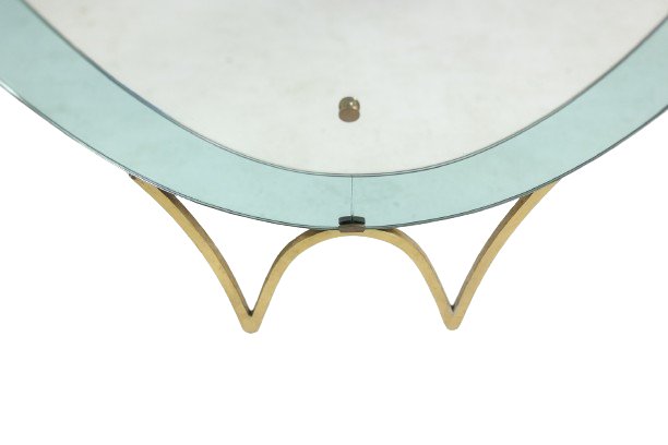 Miroir-console en verre bicolore et laiton doré. Circa 1950. LS60431154J