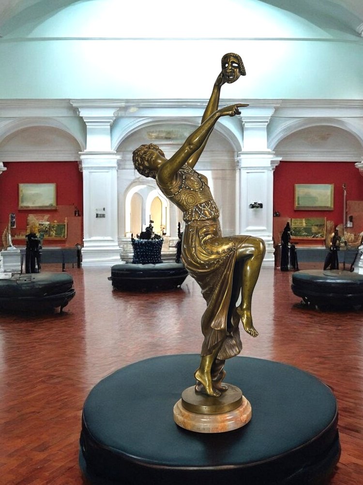 BRONZE POLYCHROME ÉMAILLÉ ART DÉCO SIGNÉ DE JOE DESCOMPS DE 64 CM DE HAUT