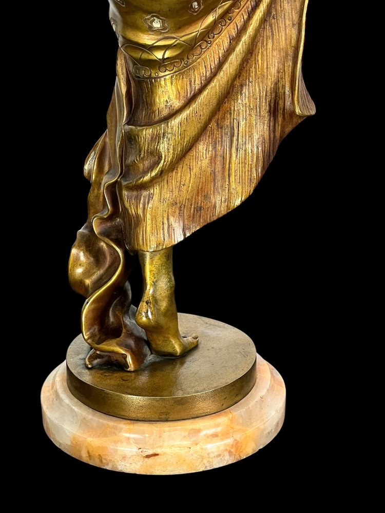 BRONZE POLYCHROME ÉMAILLÉ ART DÉCO SIGNÉ DE JOE DESCOMPS DE 64 CM DE HAUT