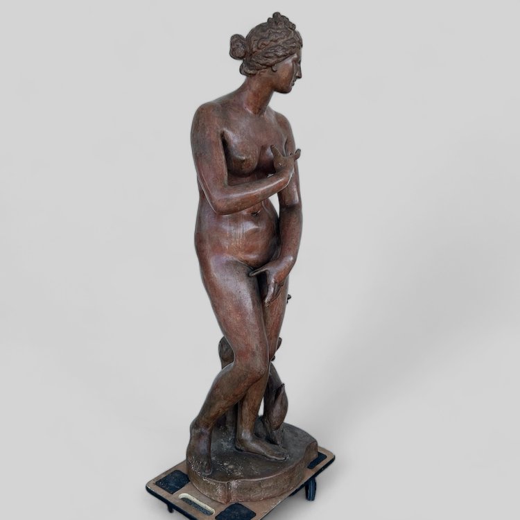 Molto Importante Venere De Medici In Terracotta Di Epoca Antica Del XIX Secolo Altezza 153 Cm