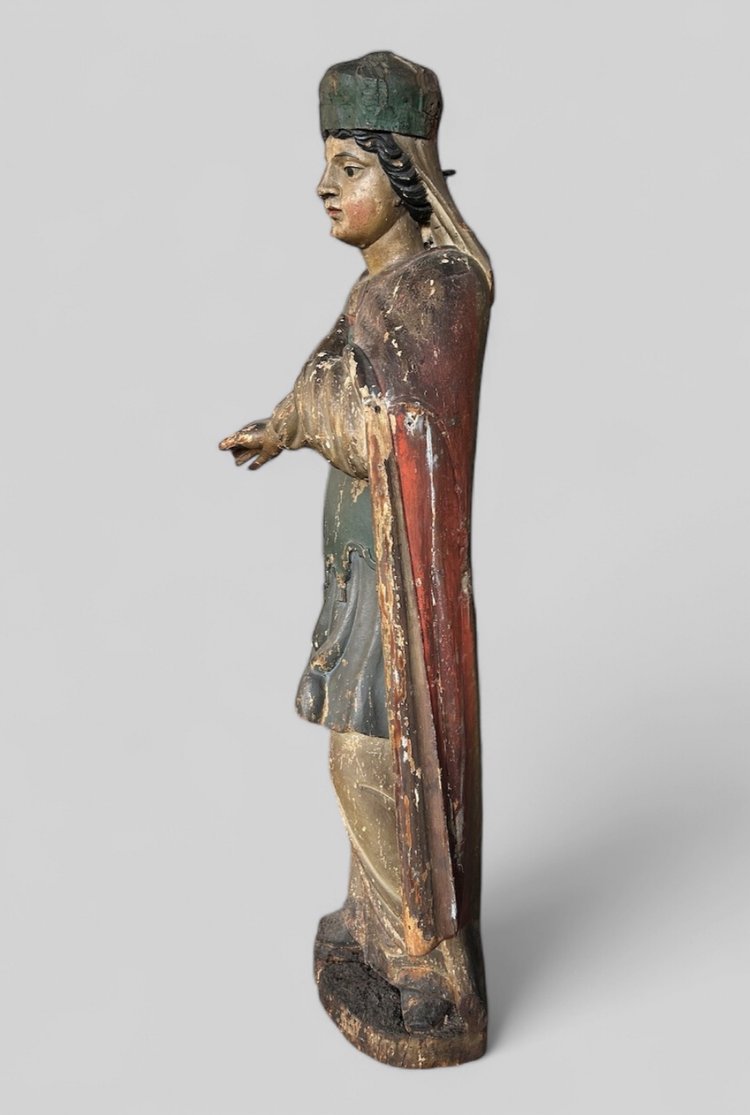 Importante Santo In Legno Policromo Del XVII Secolo - Scultura Religiosa - Santo - H 142 cm