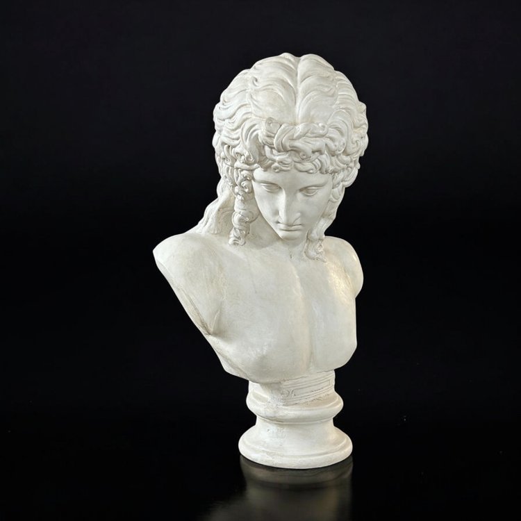 Busto in gesso di Eros di Centocelle o Amore di Prassitele Epoca XX Secolo H 62 Cm