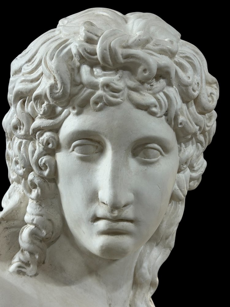 Busto in gesso di Eros di Centocelle o Amore di Prassitele Epoca XX Secolo H 62 Cm