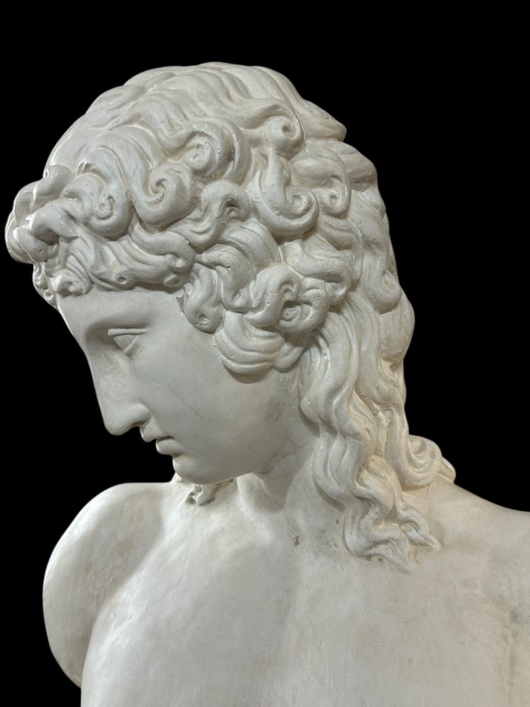 Busto in gesso di Eros di Centocelle o Amore di Prassitele Epoca XX Secolo H 62 Cm