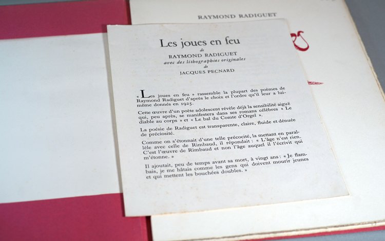 Raymond RADIGUET, " Les Joues En Feu", Curiosa