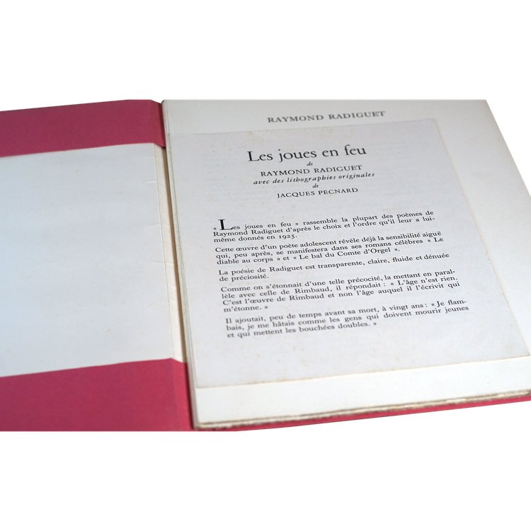 Raymond RADIGUET, " Les Joues En Feu", Curiosa