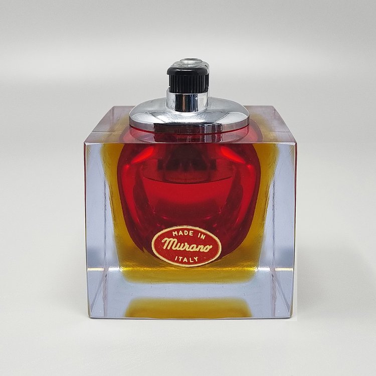 Atemberaubendes rotes Tischfeuerzeug aus Murano-Sommerso-Glas aus den 1960ern von Flavio Poli für Seguso