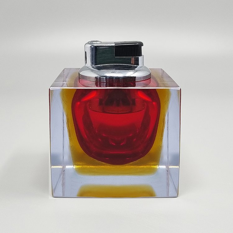 Atemberaubendes rotes Tischfeuerzeug aus Murano-Sommerso-Glas aus den 1960ern von Flavio Poli für Seguso