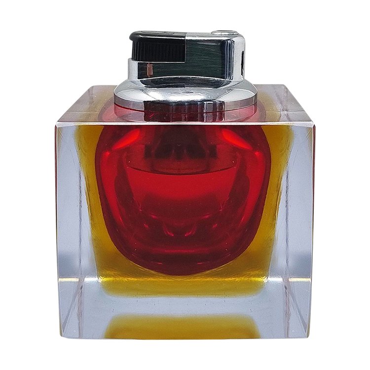 Atemberaubendes rotes Tischfeuerzeug aus Murano-Sommerso-Glas aus den 1960ern von Flavio Poli für Seguso