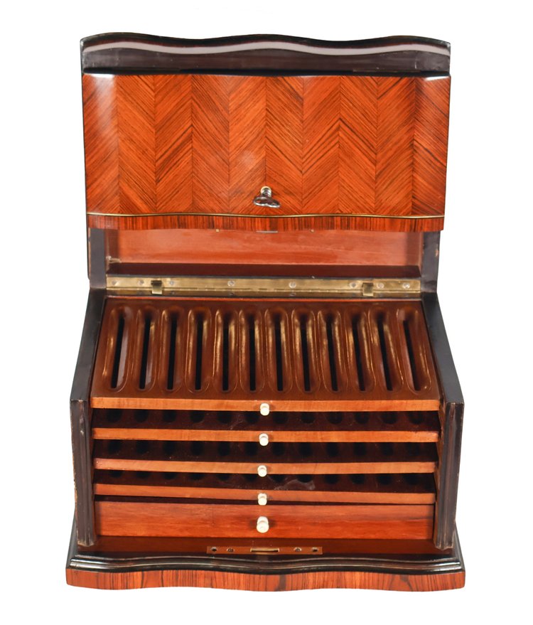 Marquetry cigar cellar from the Napoleon III period
