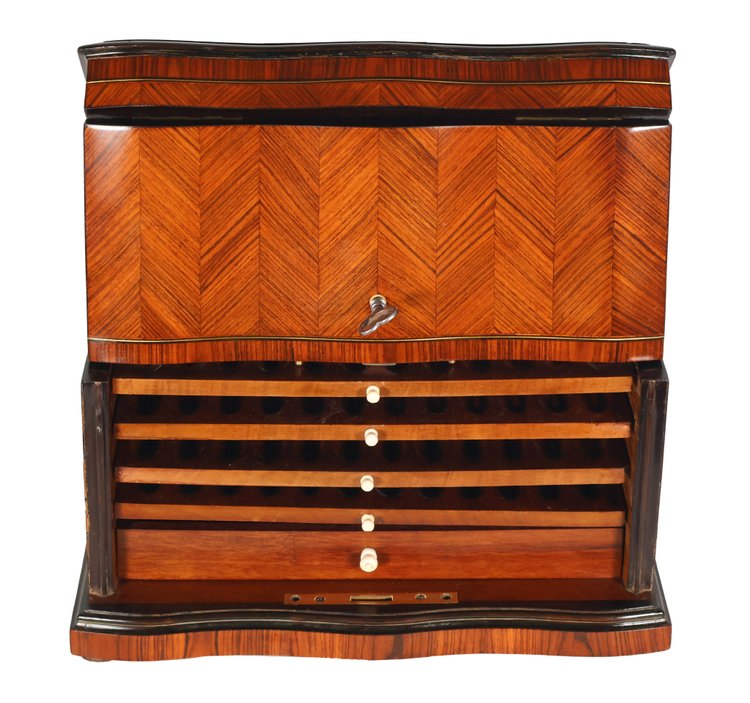 Marquetry cigar cellar from the Napoleon III period