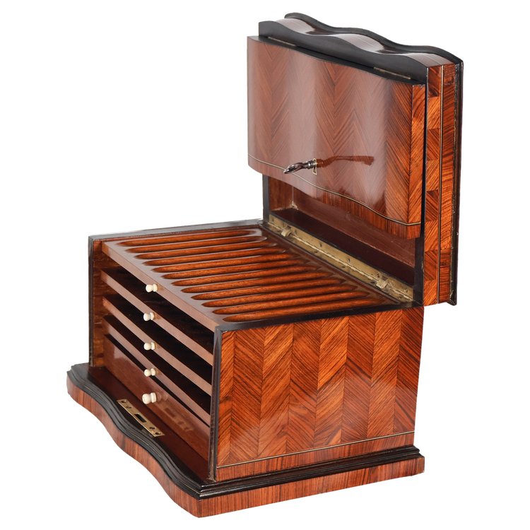 Marquetry cigar cellar from the Napoleon III period
