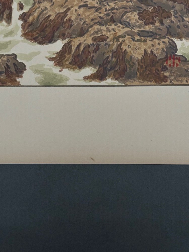 Lithographie par Henri Rivière Au Vent de Noroît - Les Mousses