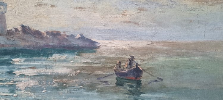 Jules BRUNETAUT - Veduta della corniche di Marsiglia al tramonto