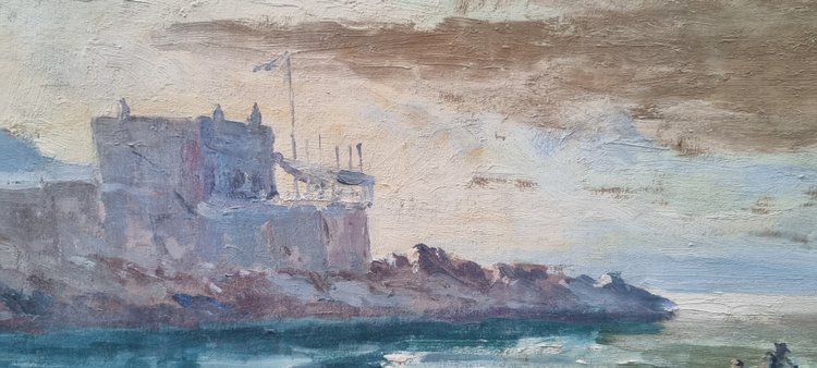 Jules BRUNETAUT - Veduta della corniche di Marsiglia al tramonto
