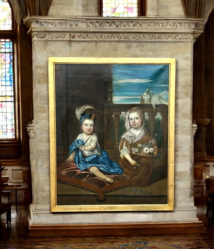 IMPORTANTE DIPINTO FINE XVII INIZIO XVIII "RITRATTO DI BAMBINI" 135 cm x 110 cm