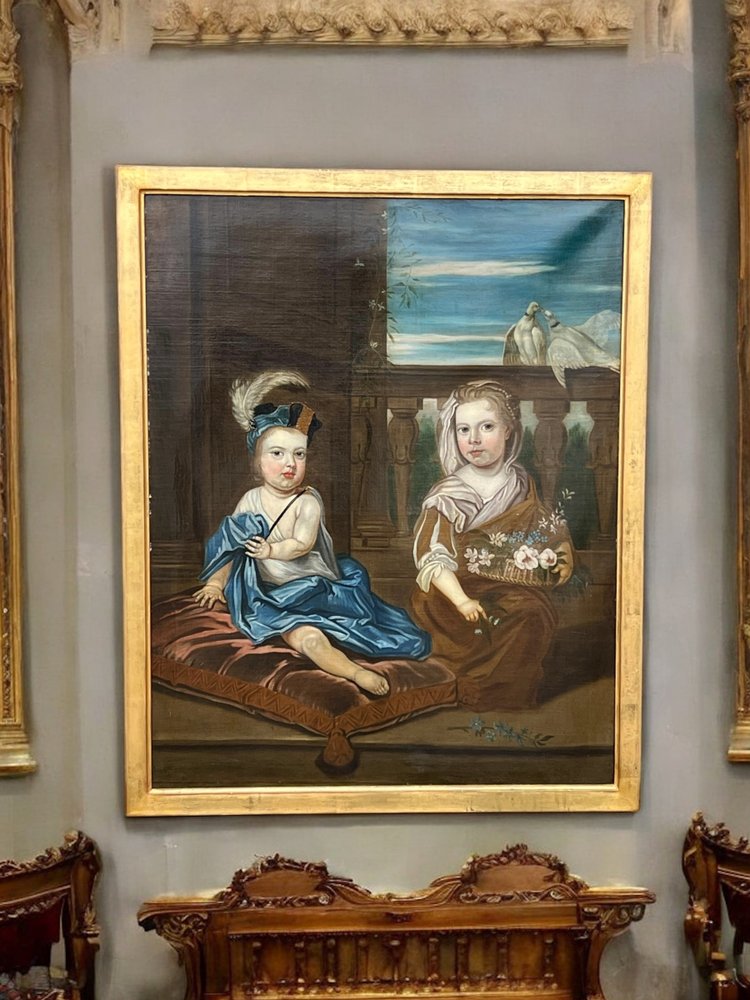 IMPORTANTE DIPINTO FINE XVII INIZIO XVIII "RITRATTO DI BAMBINI" 135 cm x 110 cm
