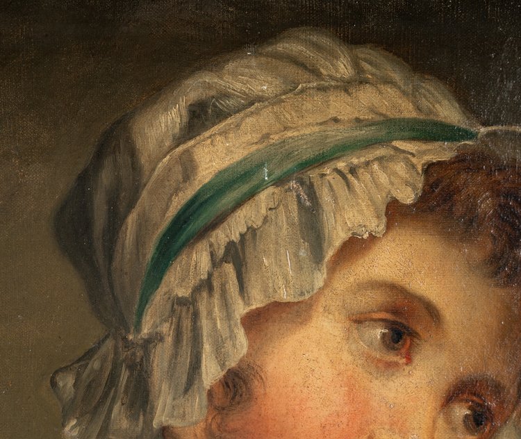 Jean-Baptiste Greuze (nach) Junges Mädchen mit Kopfschmuck, Öl auf Leinwand, um 1850-1880