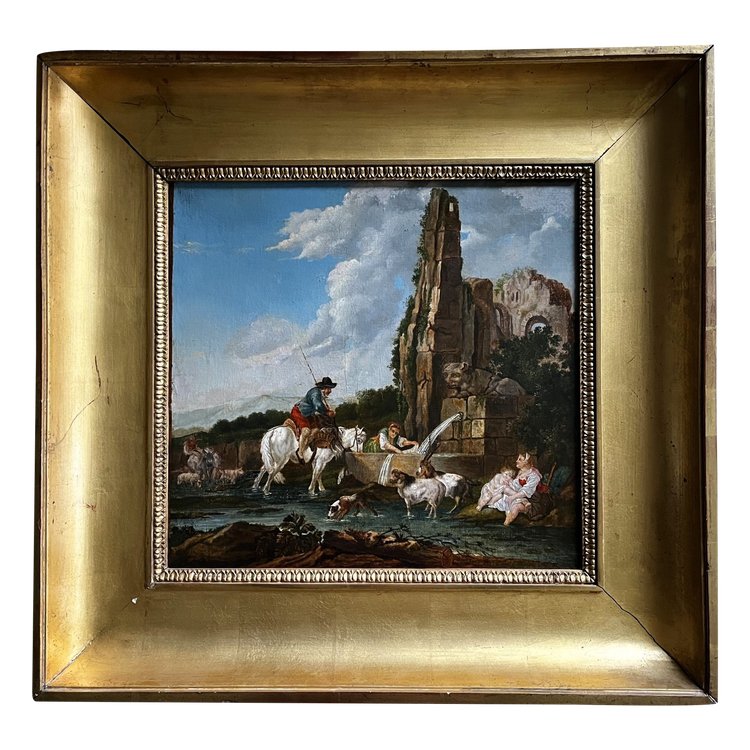 Huile sur toile par suiveur de Francesco CASANOVA,  et gravure réalisée par Le Vasseur,