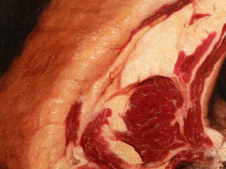 French Or Flemish School, First Half Of The 19th Century, Prime rib of beef On A Butcher's Block