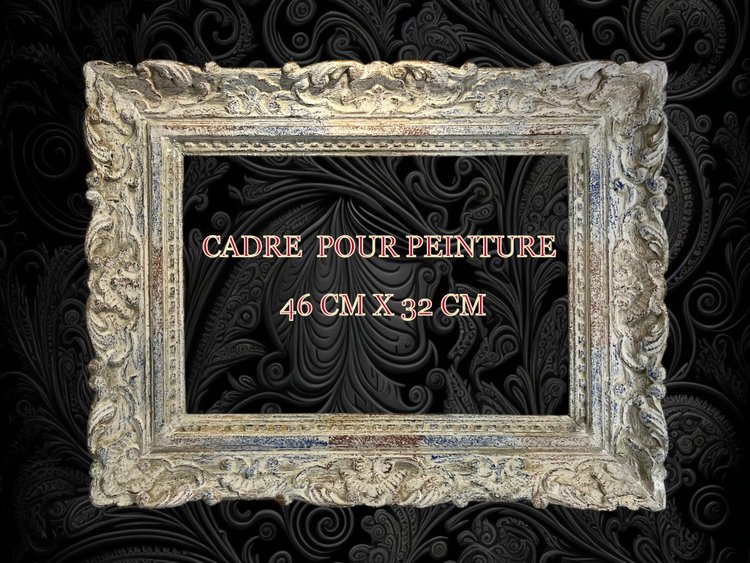 OLD MONTPARNASSE FRAME IN CARVED WOOD WITH PATINA FOR PAINTING 46 cm x 32 cm