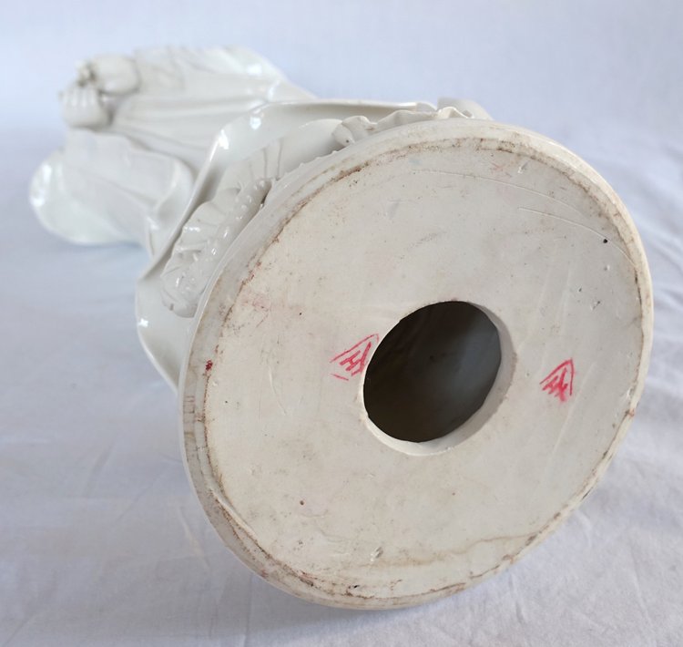 Large Guanyin statue in white Chinese porcelain - 60cm - chinoiserie decor / Chinese cabinet