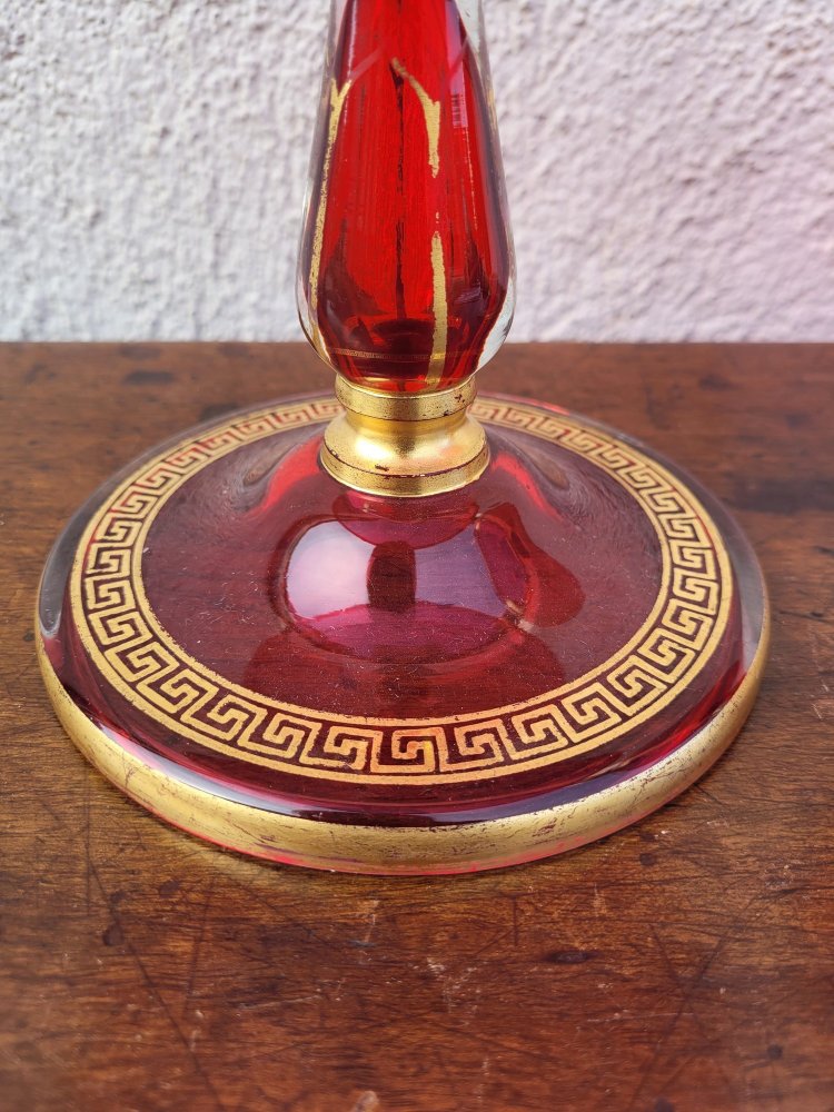 Suite De 10 Assiettes Et 2 Coupes à Fruits En Verre Rubis, Fin XIXème Siècle